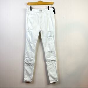 Hollister White High Rise Super Skinny Ripped Distressed Jeggings Jeans 27 5 new